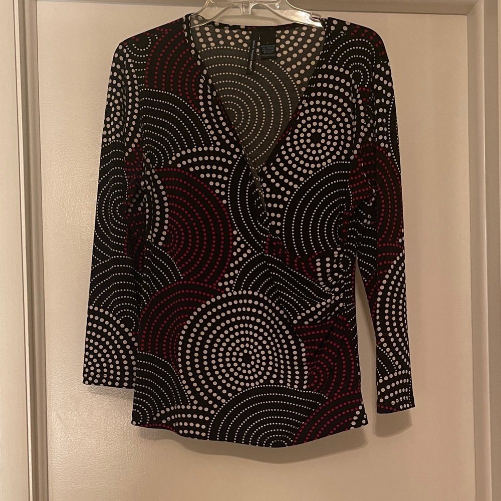 Saint Tropez West Black and Red Patterned Blouse